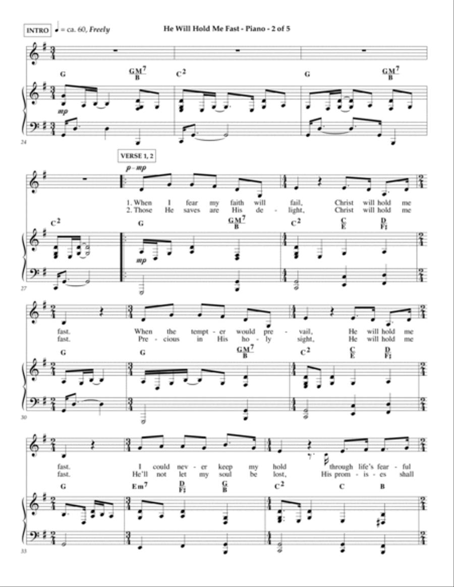 He Will Hold Me Fast Piano, Vocal, Guitar scores gallery preview page 2