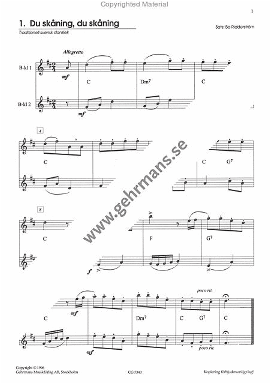 Svenska latar for klarinetter Clarinet Duet scores gallery preview page 2