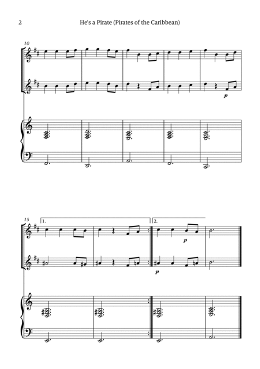 He's A Pirate Woodwind Duet scores gallery preview page 2