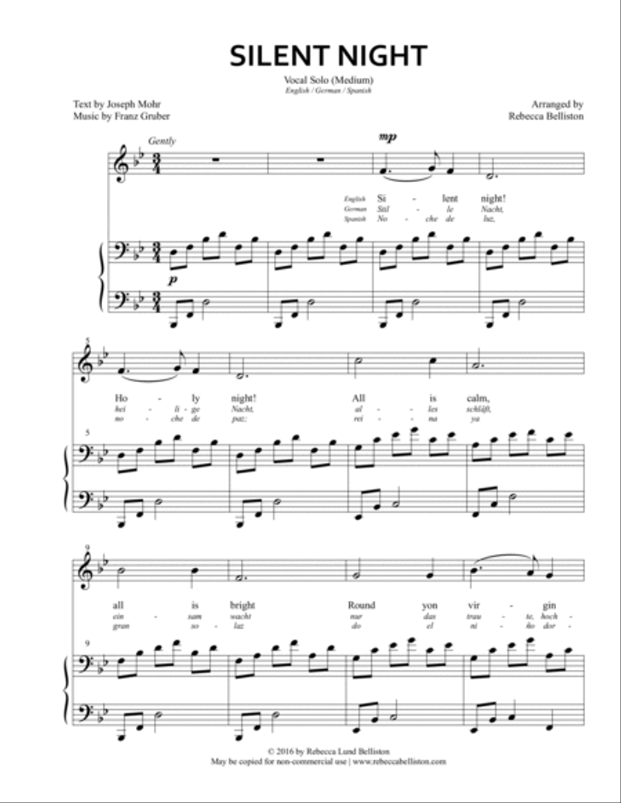 Silent Night (Vocal Solo - Medium) Medium Voice scores gallery preview page 2