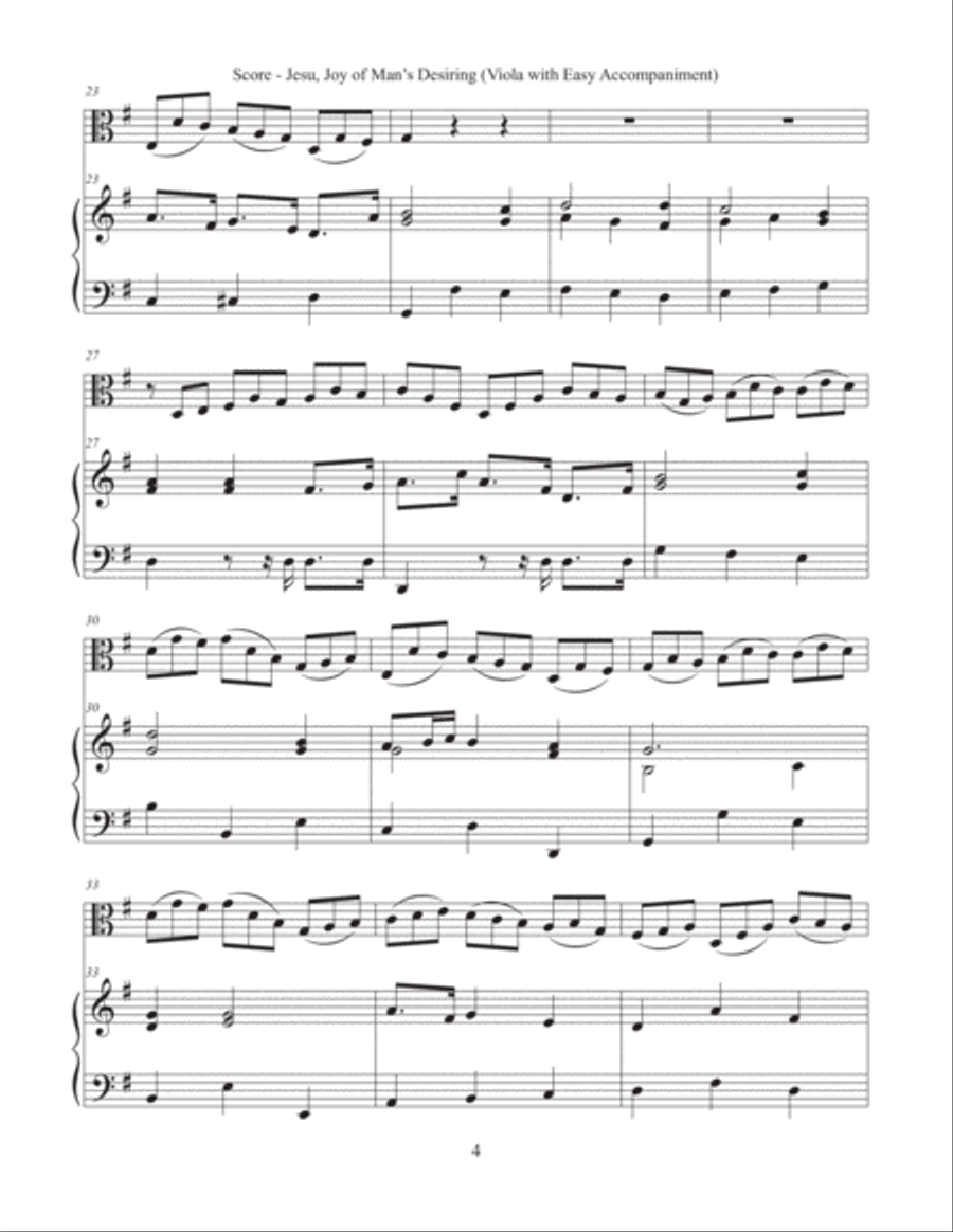 Jesu, Joy of Man’s Desiring (Viola with Easy Accompaniment) Viola Solo scores gallery preview page 4