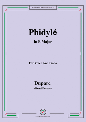 Book cover for Duparc-Phidylé in B Major,for Voice and Piano