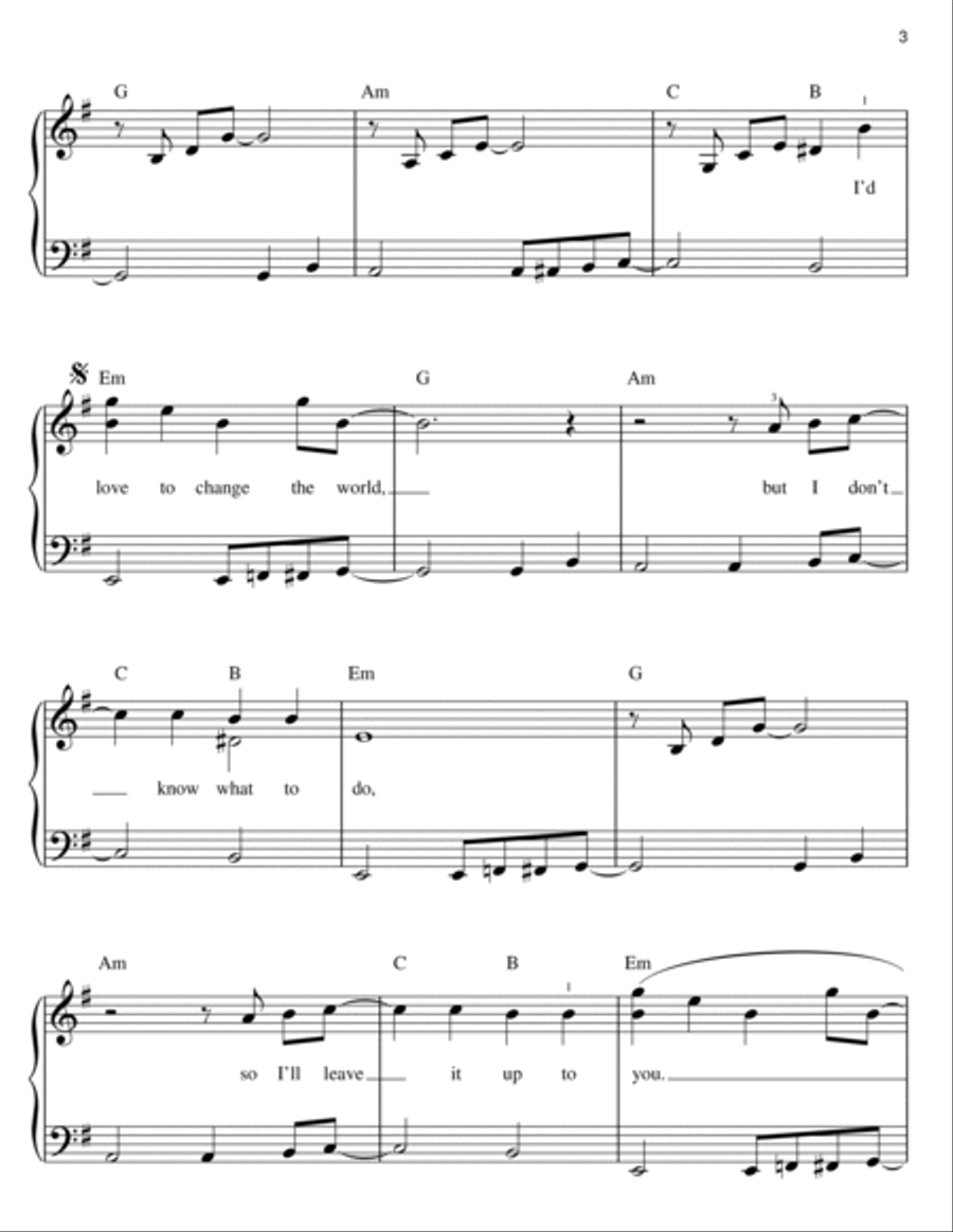 I'd Love To Change The World Easy Piano scores gallery preview page 3