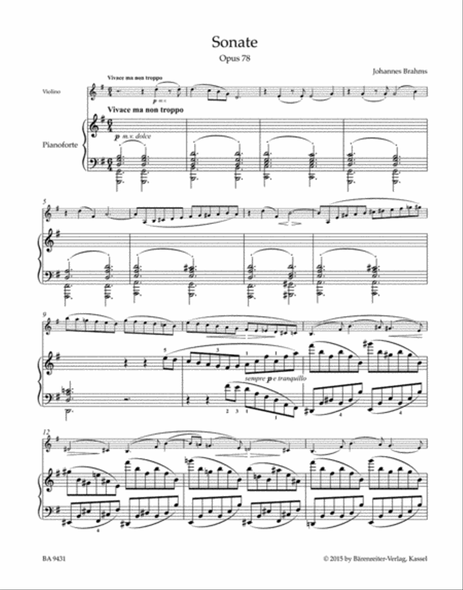 Sonata for Violin and Piano G major op. 78 Violin Solo scores gallery preview page 2