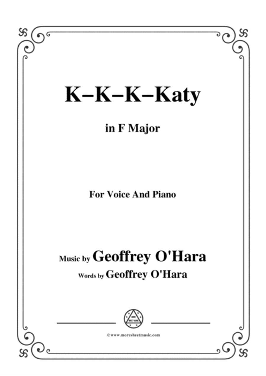 Geoffrey O'Hara-K-K-K-Katy,in F Major,for Voice and Piano Voice Solo scores gallery preview page 1