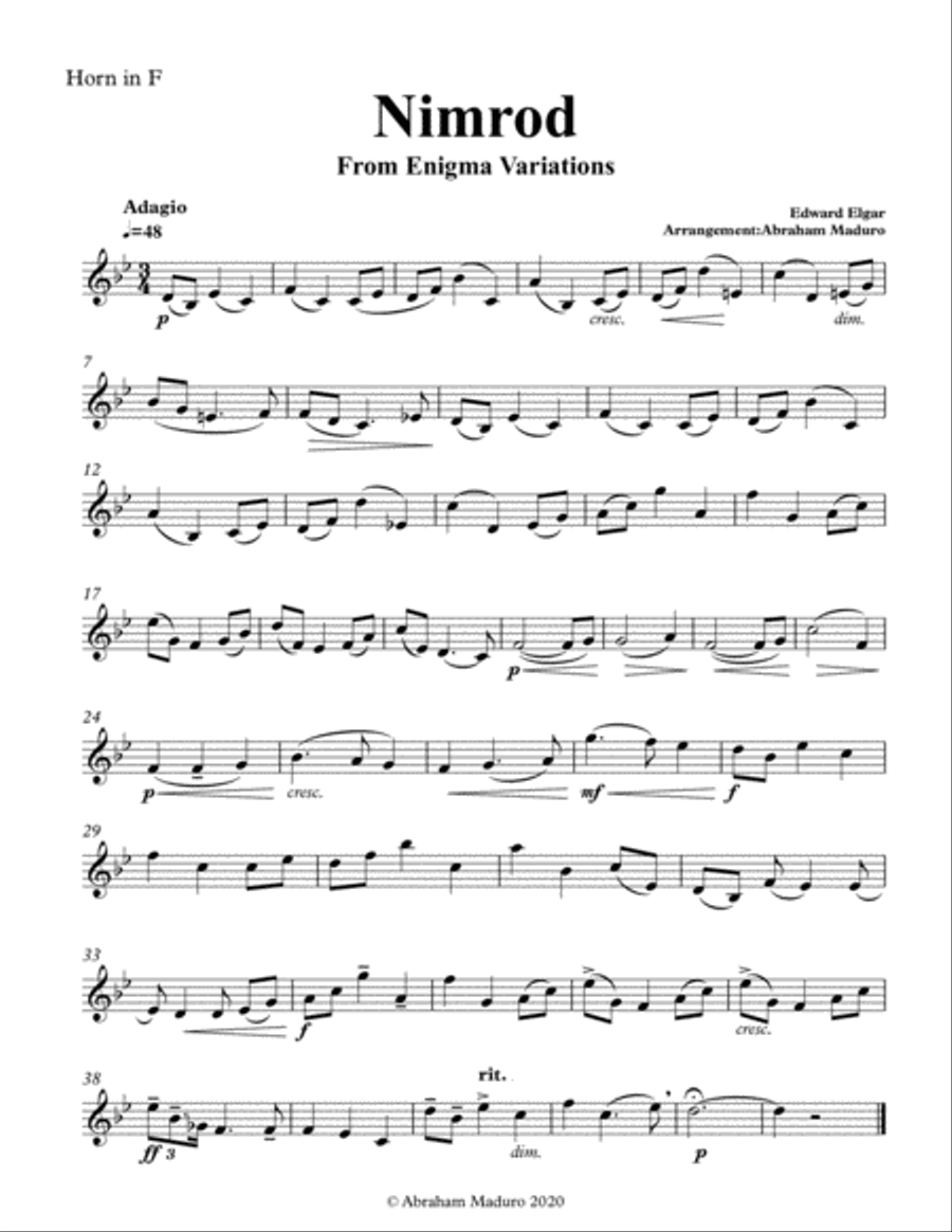 Nimrod French Horn and Tuba Duet-Two Tonalities Included Brass Duet scores gallery preview page 5