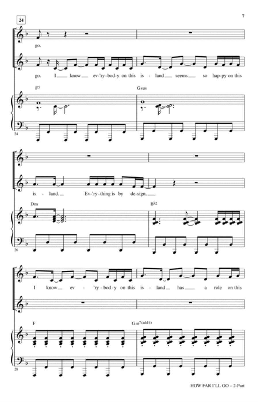 How Far I'll Go (from Moana) (arr. Audrey Snyder) 2-Part scores gallery preview page 5