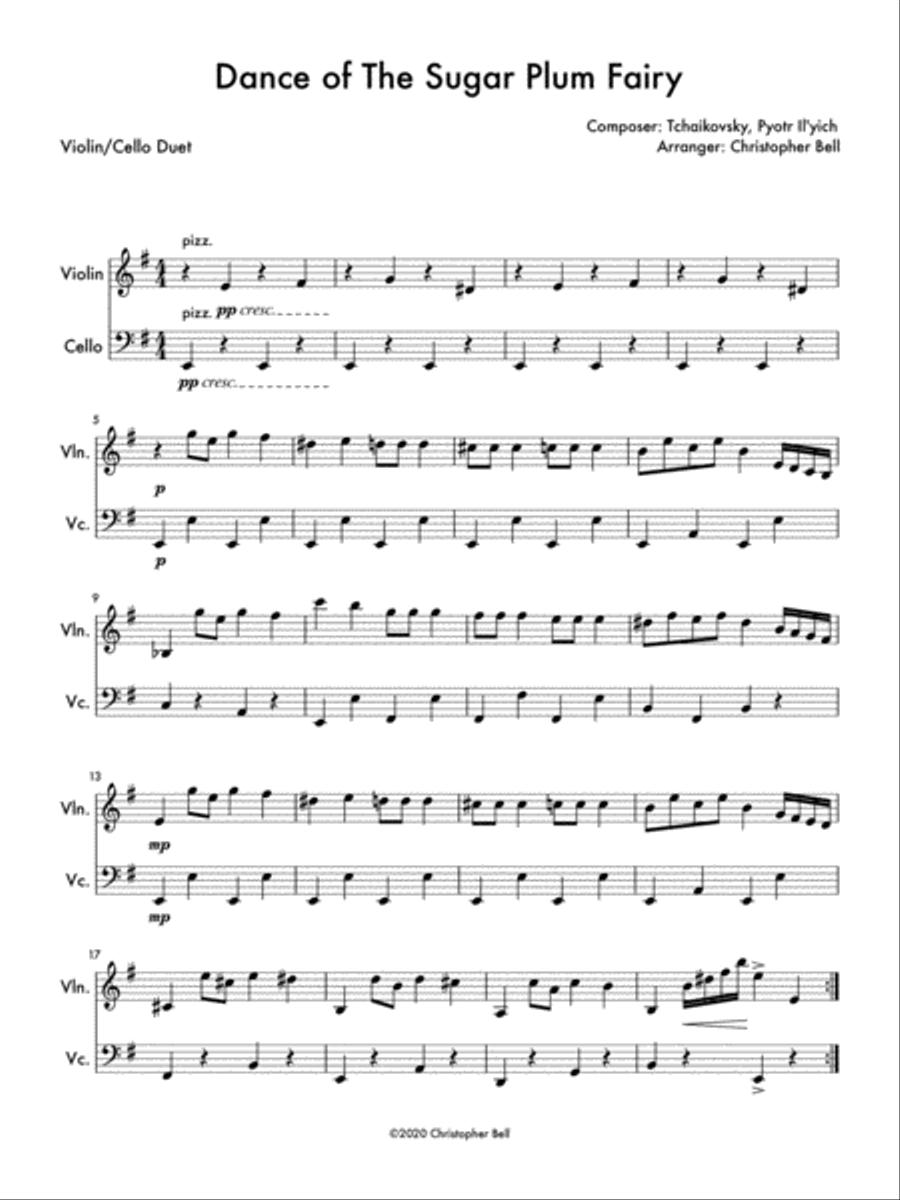 Dance Of The Sugar - Easy Violin/Cello Duet String Duet scores gallery preview page 1
