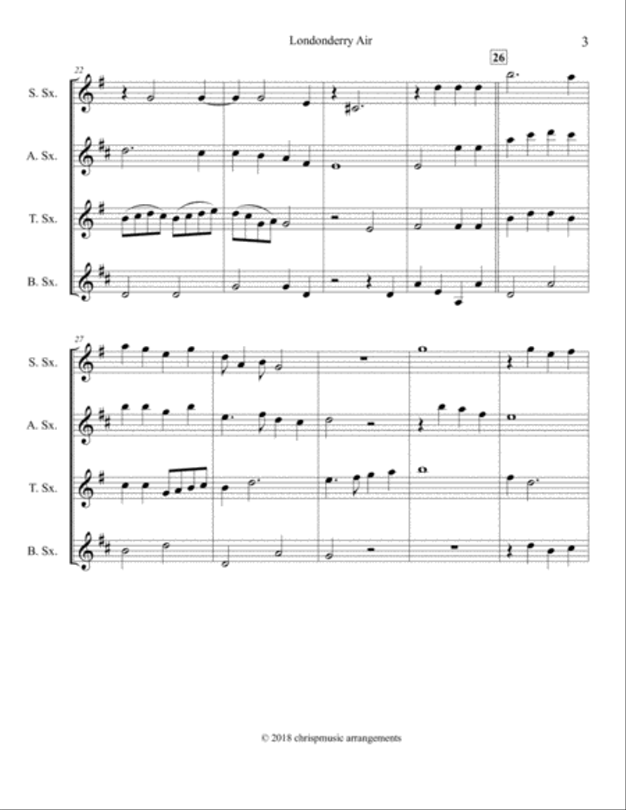 Londonderry Air (Danny Boy) - Sax Quartet Saxophone Quartet scores gallery preview page 4