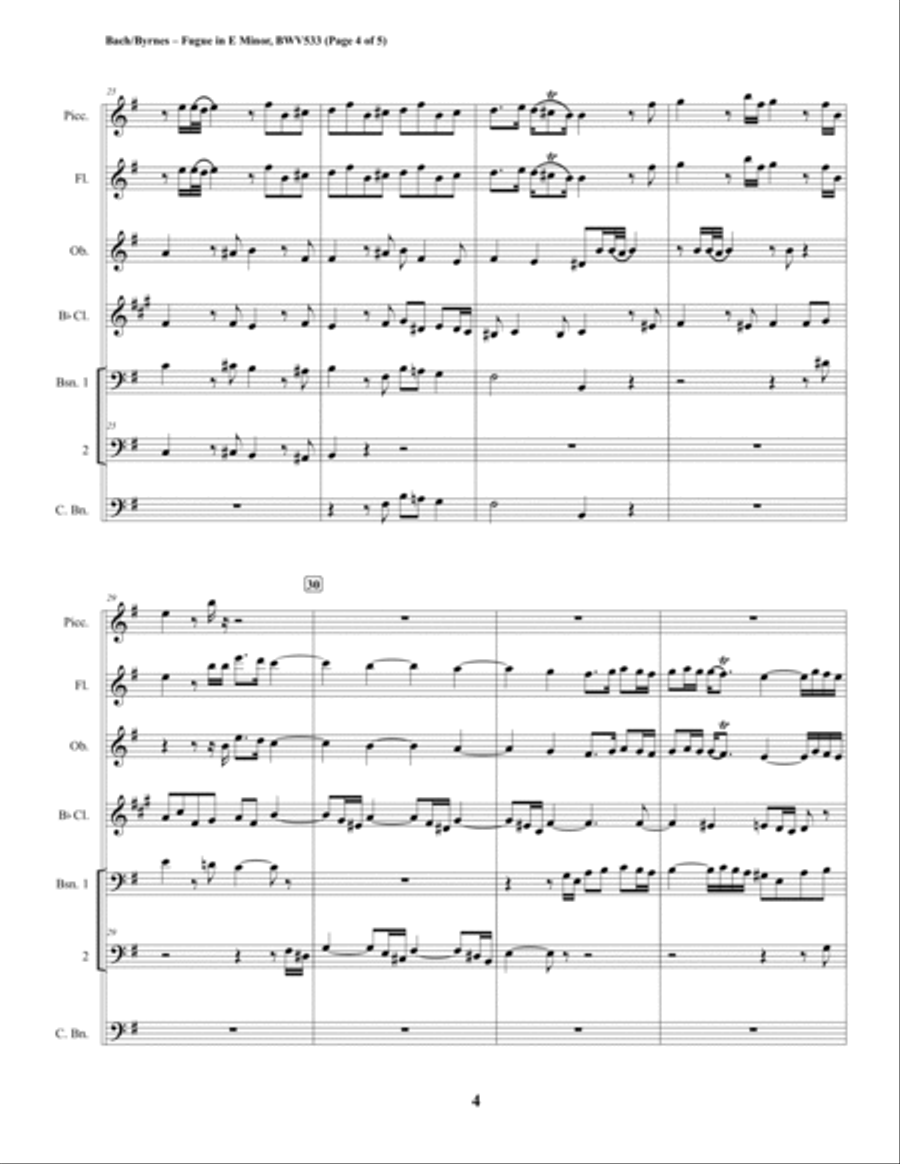 Fugue in E Minor, BWV 533 (Woodwind Septet) Woodwind Ensemble scores gallery preview page 4