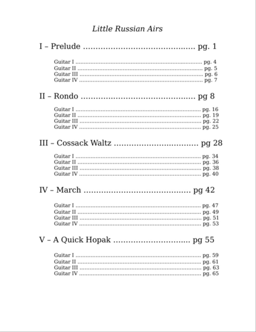 Little Russian Airs Guitar Ensemble scores gallery preview page 4