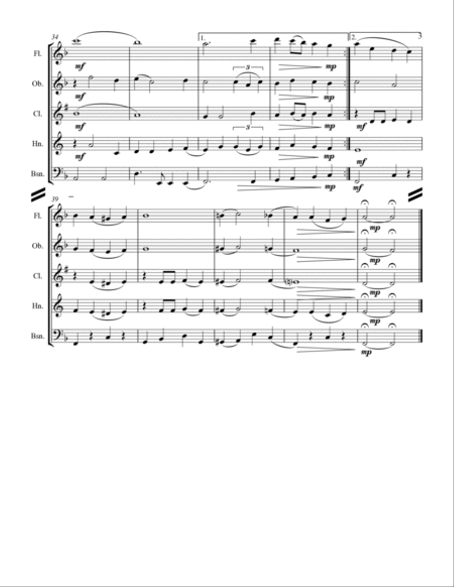 White Christmas Woodwind Quintet scores gallery preview page 4