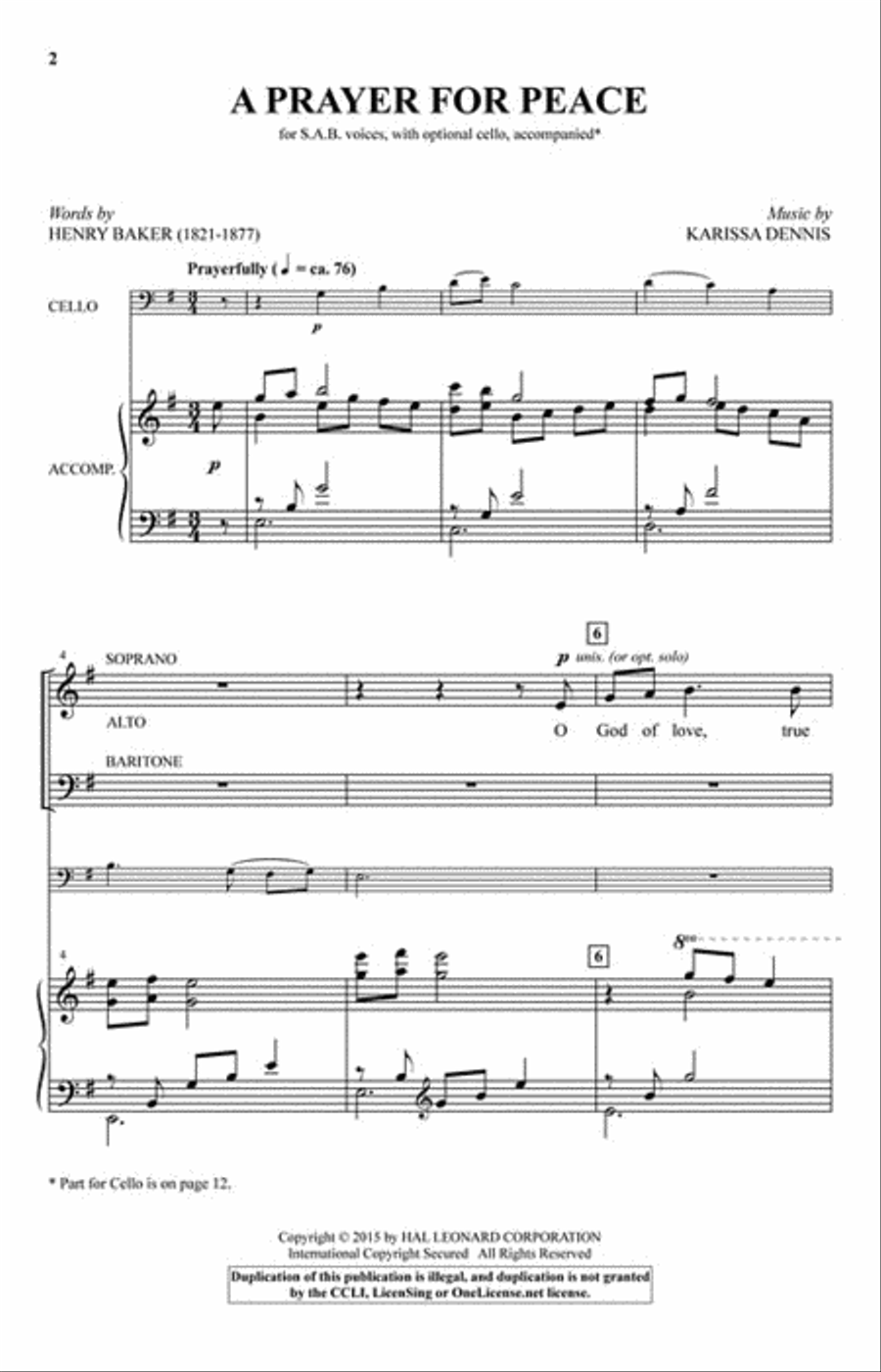A Prayer for Peace 3-Part scores gallery preview page 2