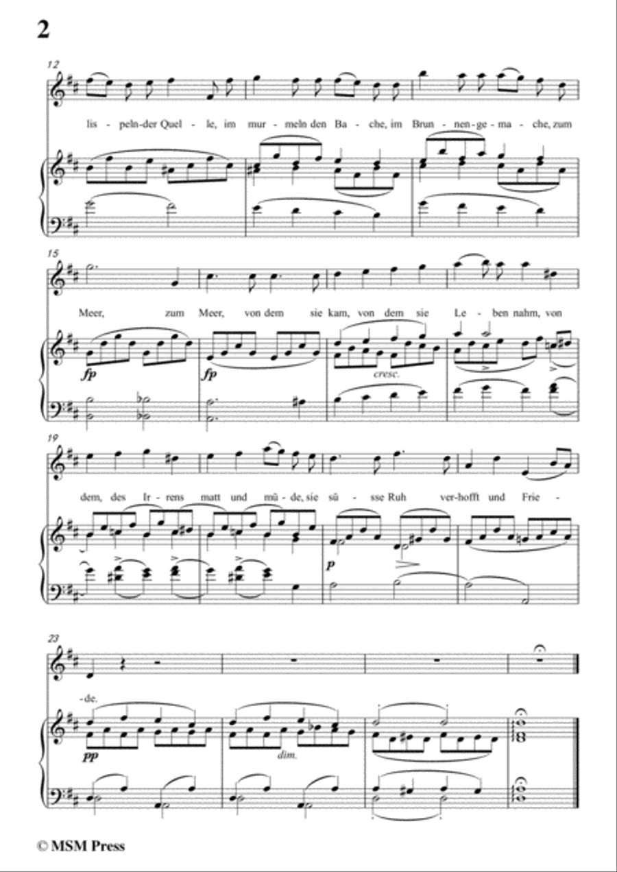Schubert-Leiden der Trennung,in D Major,for Voice&Piano Voice scores gallery preview page 4