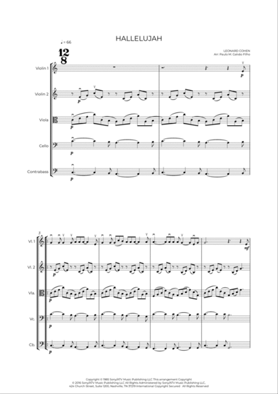 Hallelujah Hallelujah String Quartet scores gallery preview page 2