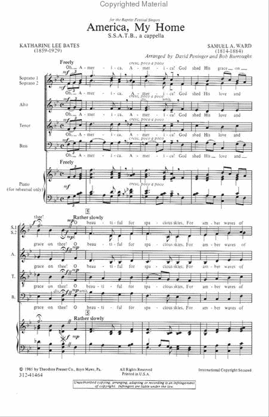 America, My Home SSATB scores gallery preview page 2