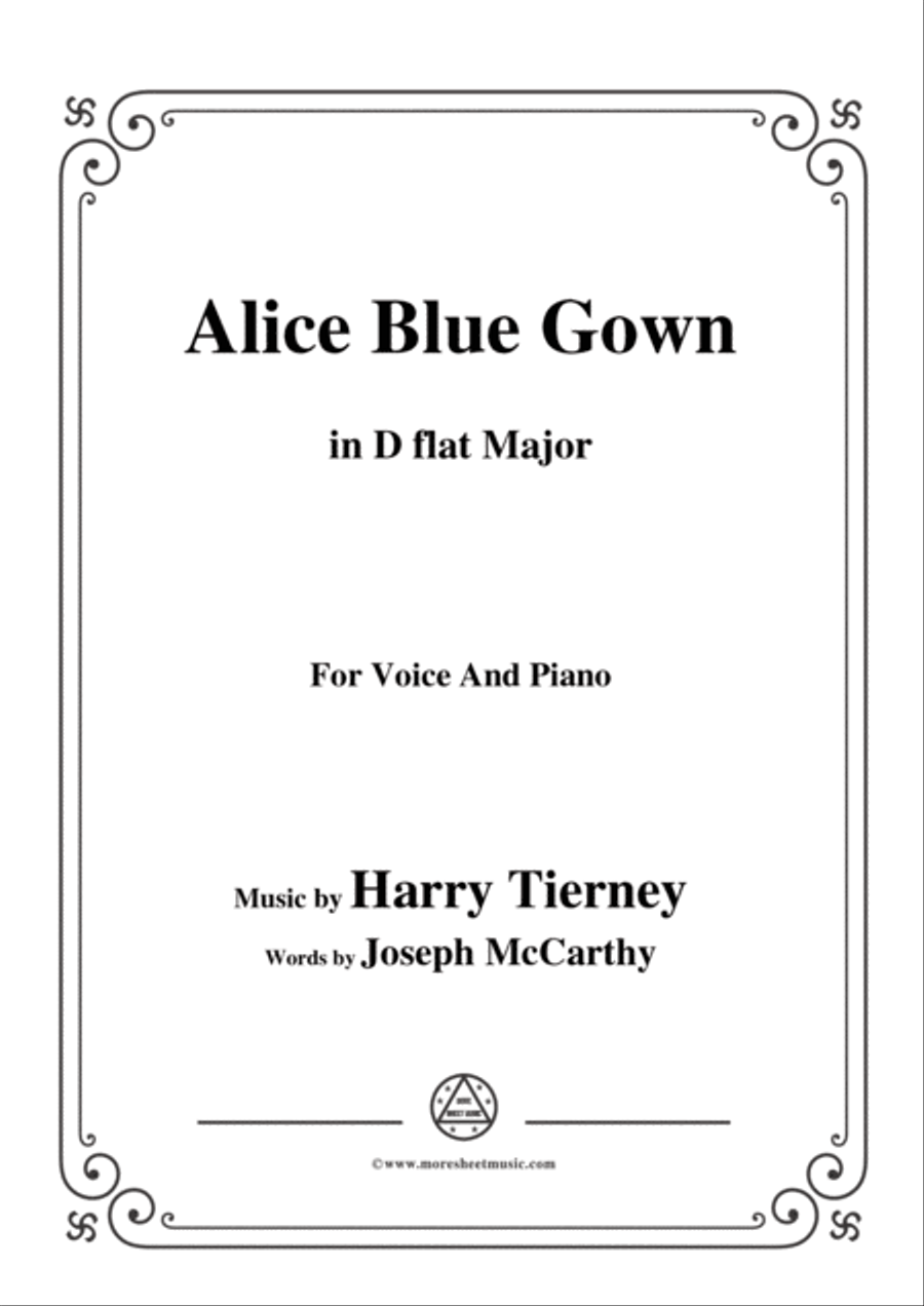 Harry Tierney-Alice Blue Gown,in D flat Major,for Voice and Piano Voice Solo scores gallery preview page 1