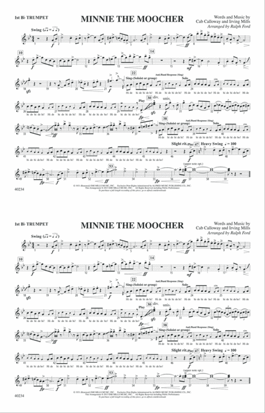 Minnie the Moocher: 1st B-flat Trumpet Marching Band scores gallery preview page 1