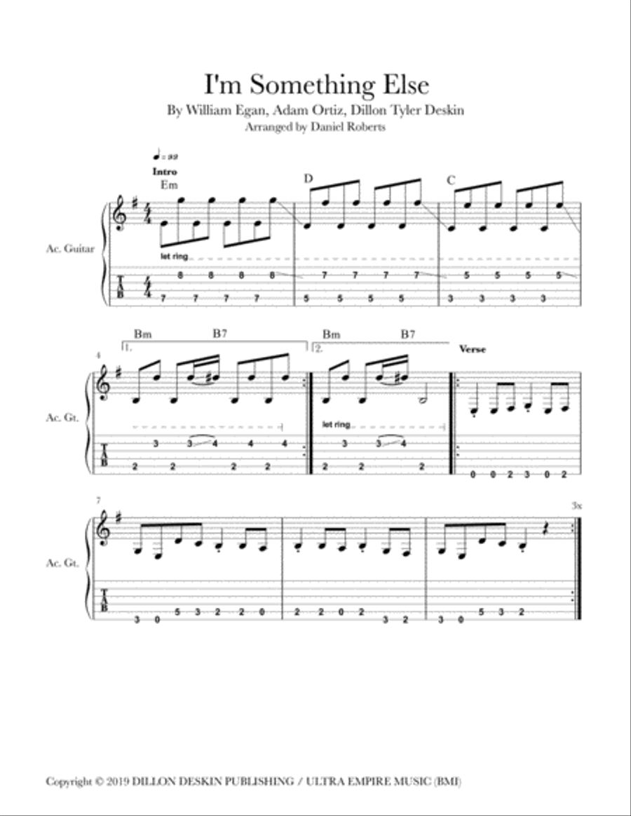 I'm Something Else Guitar Tablature scores gallery preview page 1