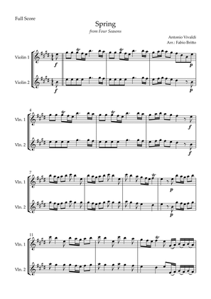 Spring (from Four Seasons of Antonio Vivaldi) for Violin Duo