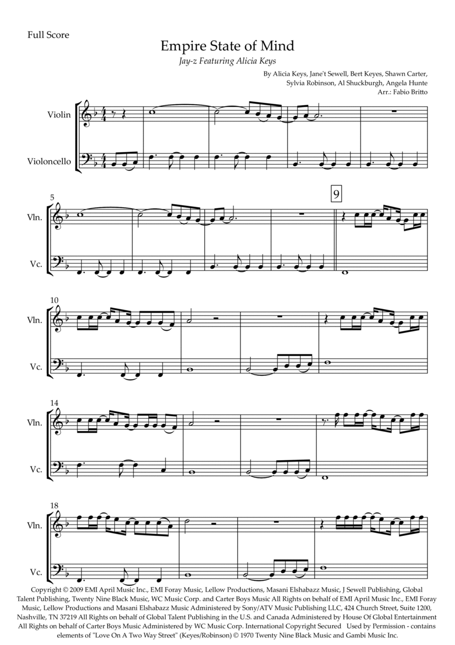 Empire State Of Mind Empire State Of Mind String Duet scores gallery preview page 1