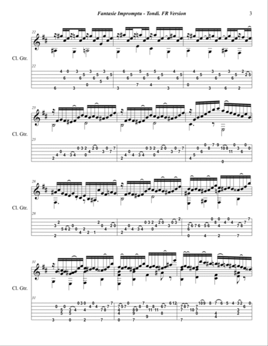 FANTASIE IMPROMPTU FOR GUITAR SOLO Acoustic Guitar scores gallery preview page 3