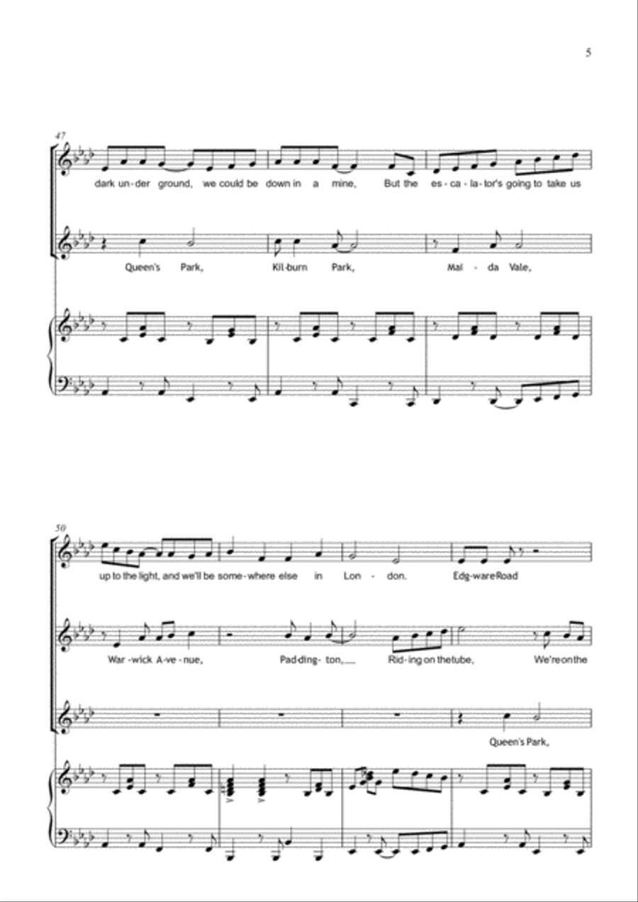 The Bakerloo Line . A Round for four voices 4-Part scores gallery preview page 5