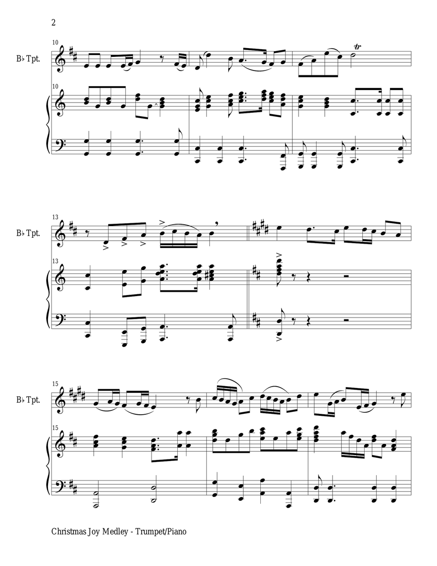 CHRISTMAS JOY MEDLEY (Bb Trumpet/Piano and Trumpet Part) Trumpet Solo scores gallery preview page 2