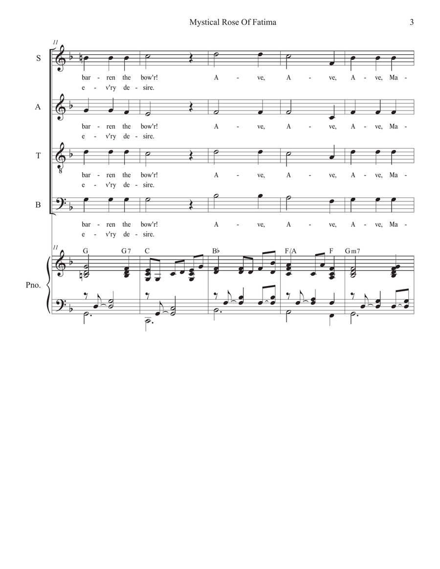 Mystical Rose Of Fatima (Vocal Quartet - (SATB) 4-Part scores gallery preview page 3