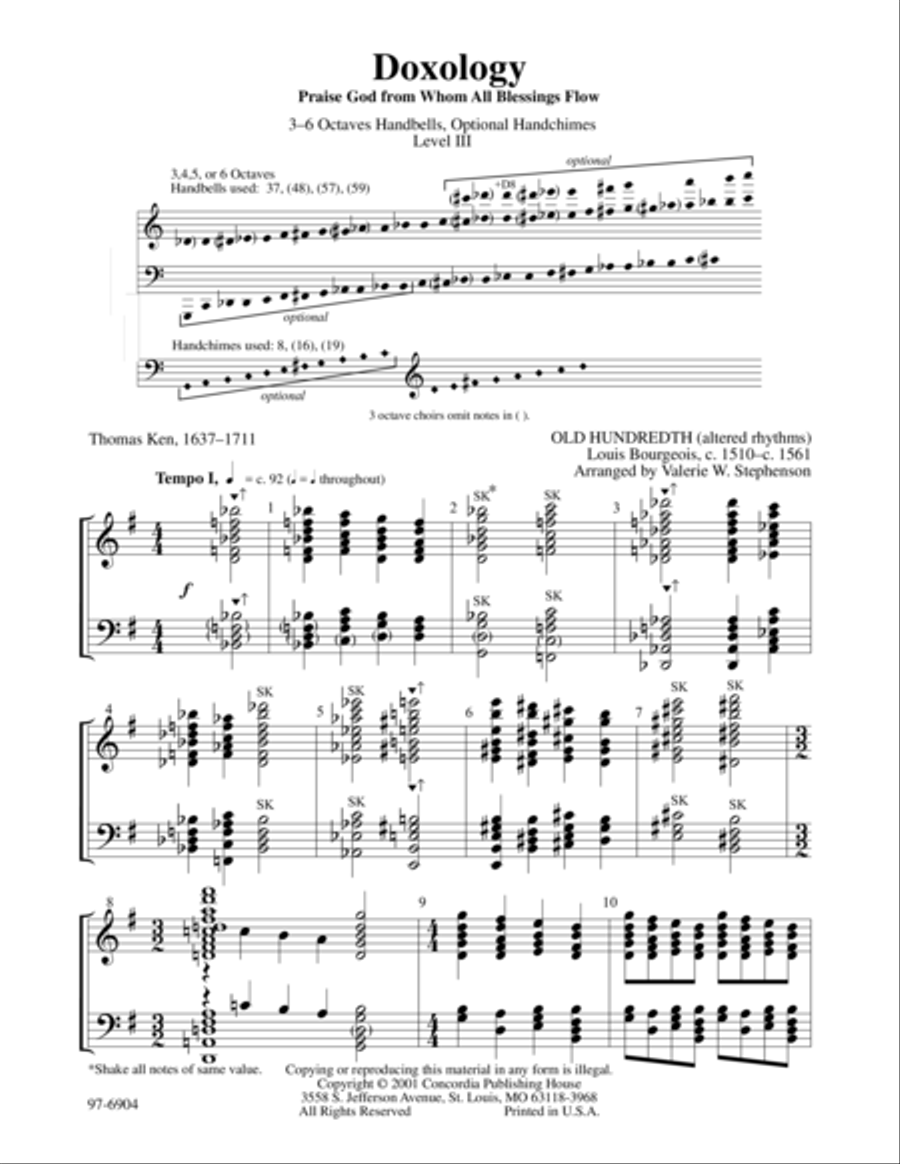 Doxology / Praise God from Whom All Blessings Flow Handbell Choir scores gallery preview page 2