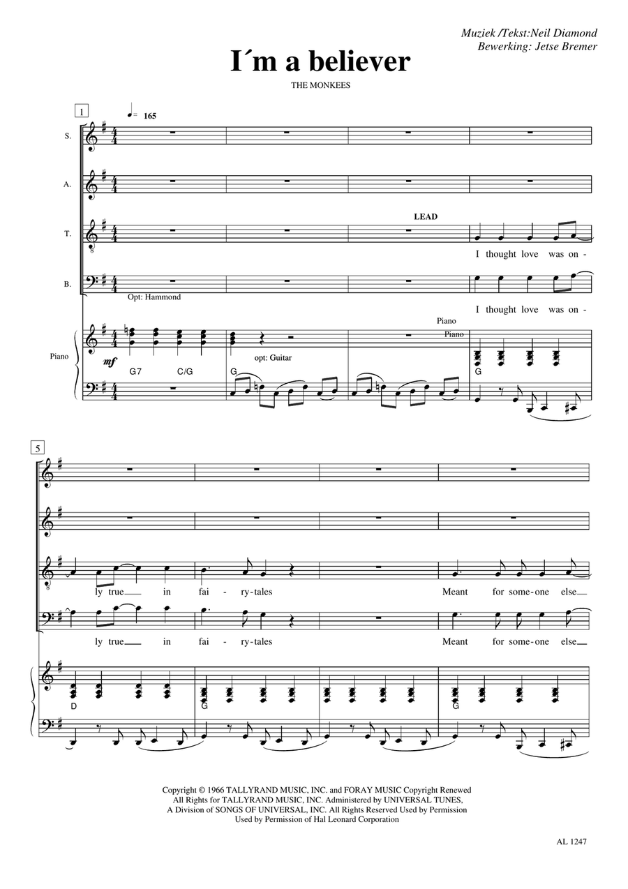 I'm A Believer 4-Part scores gallery preview page 1