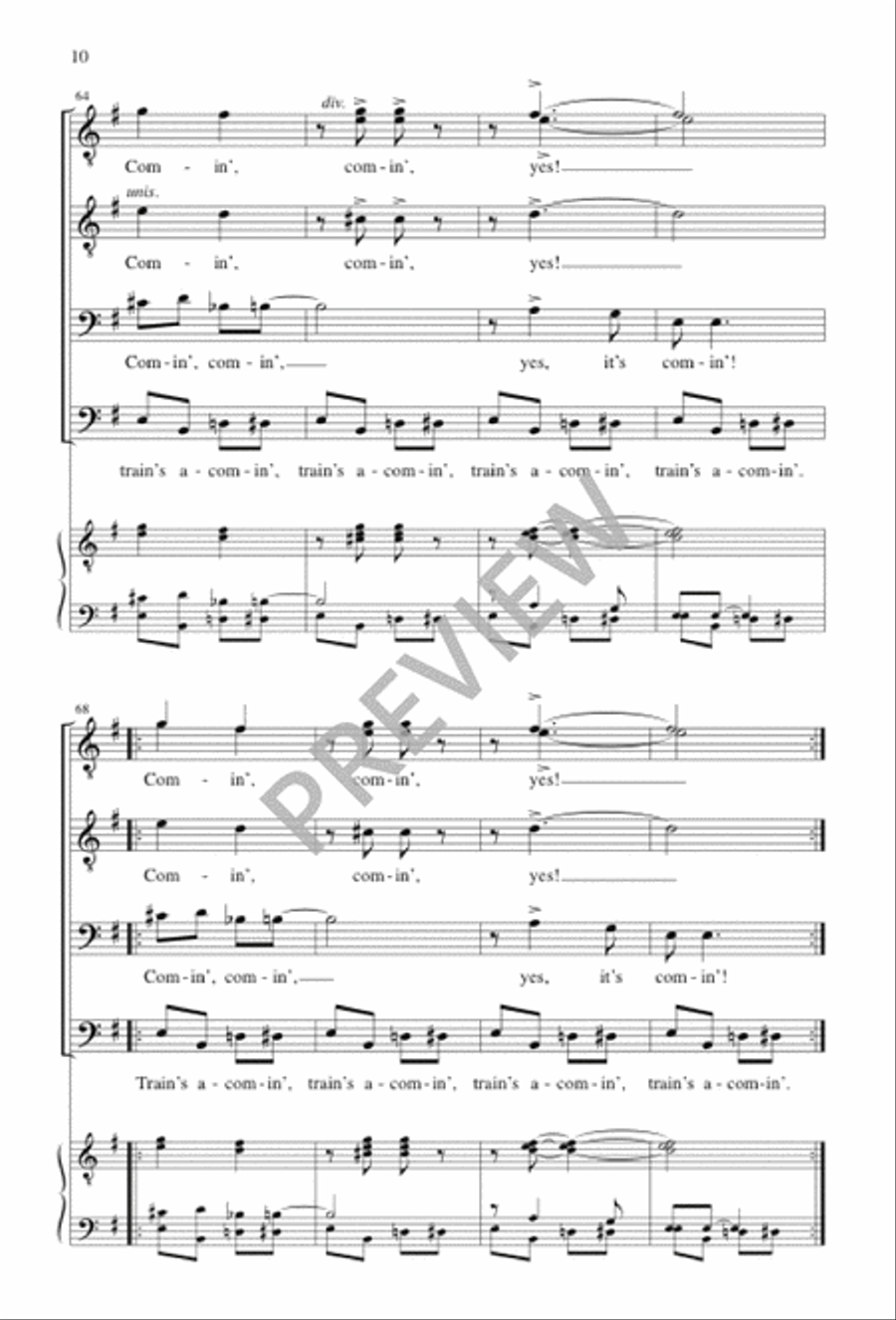 Train's a-Comin' TTBB scores gallery preview page 10