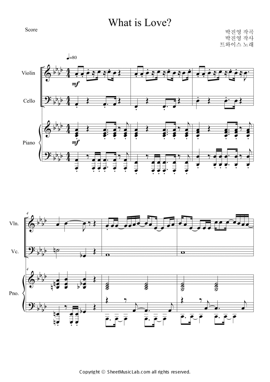 What Is Love? Piano Trio scores gallery preview page 1