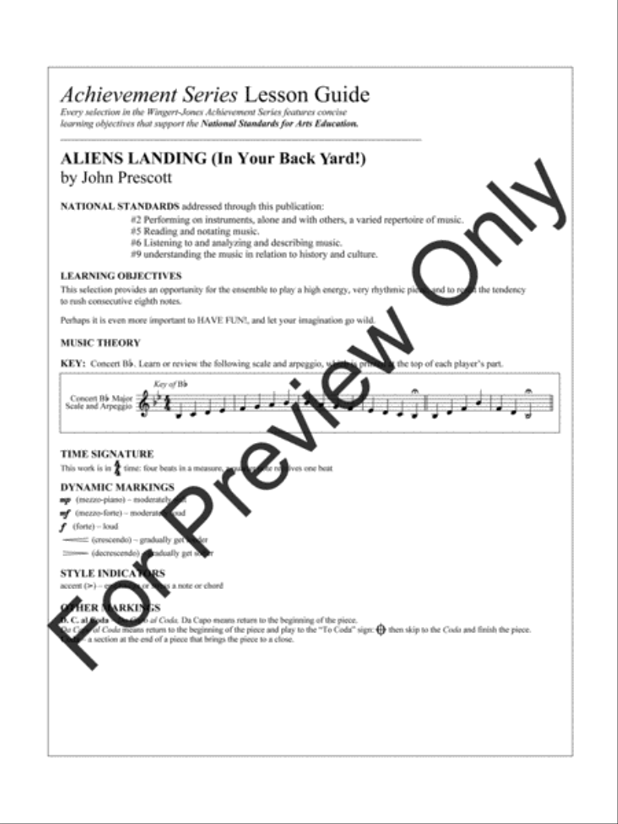 Aliens Landing Concert Band scores gallery preview page 4