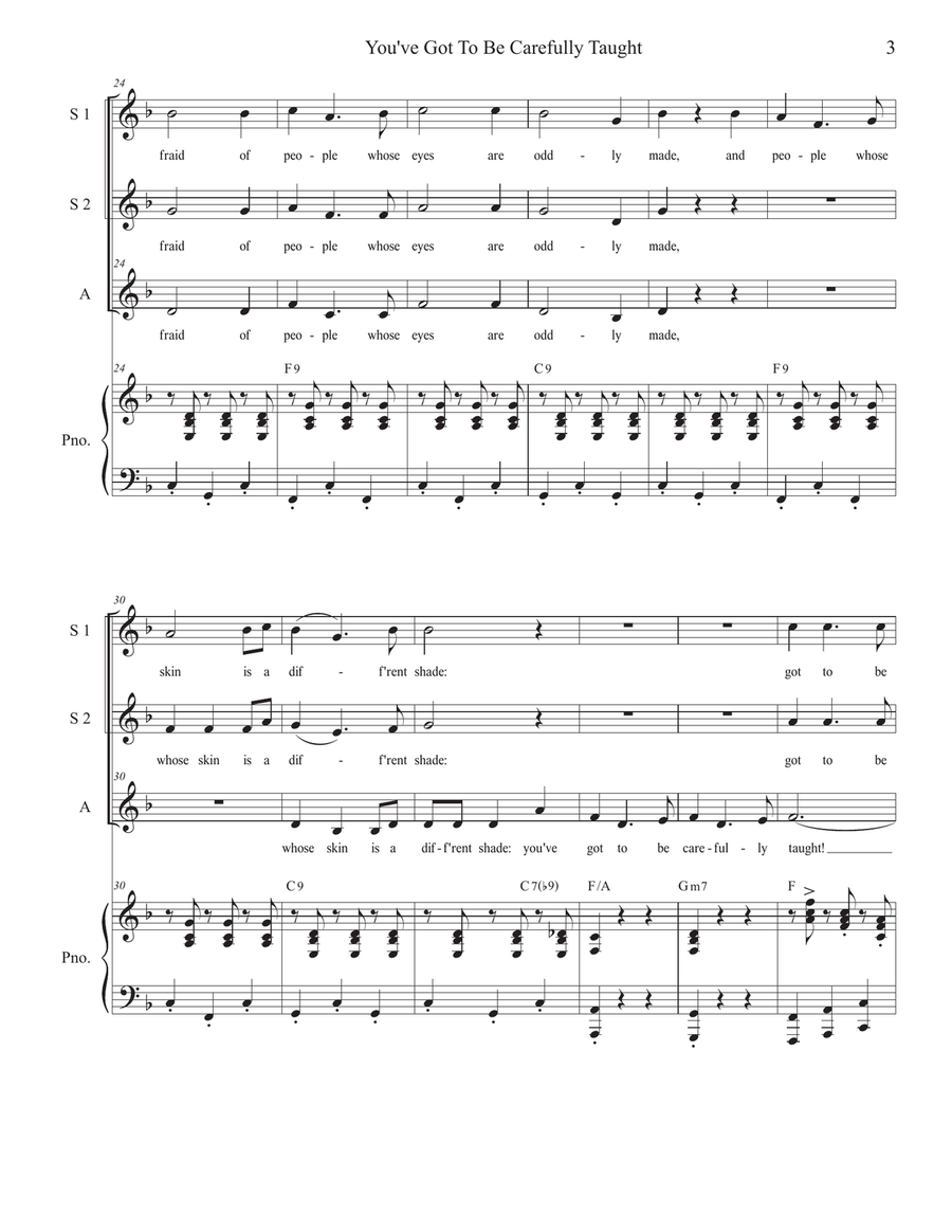 You've Got To Be Carefully Taught SSA scores gallery preview page 3