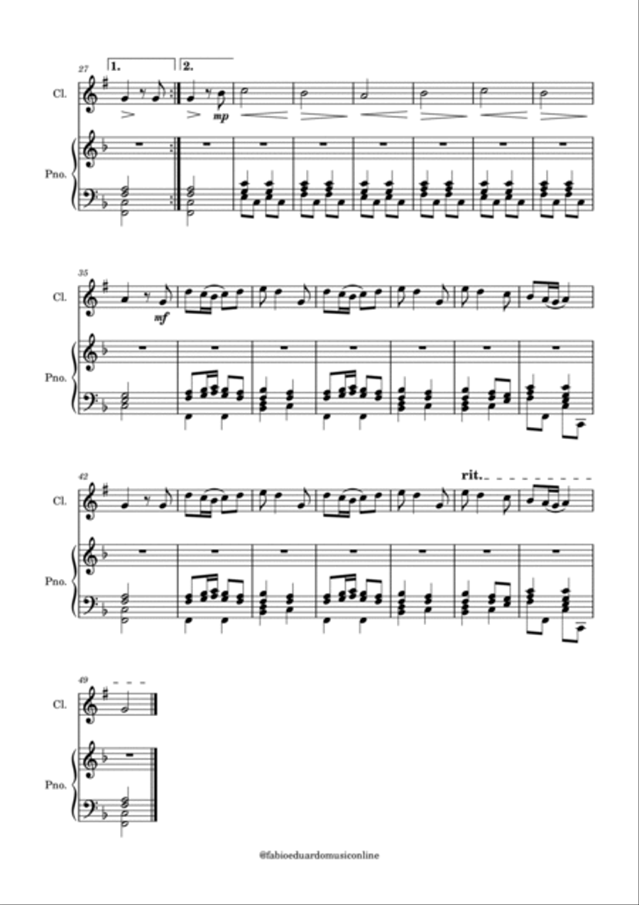 Spring/Primavera (The Four Seasons - Vivaldi) B-Flat Clarinet scores gallery preview page 2