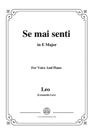 Leo-Se mai senti,from 'La clemenza di Tito',in E Major,for Voice and Piano
