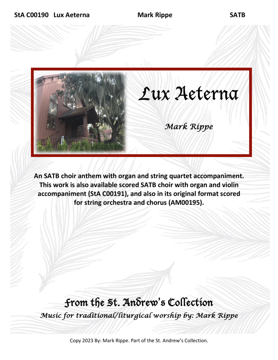 Lux Aeterna (StA C00190) 4-Part scores gallery preview page 1