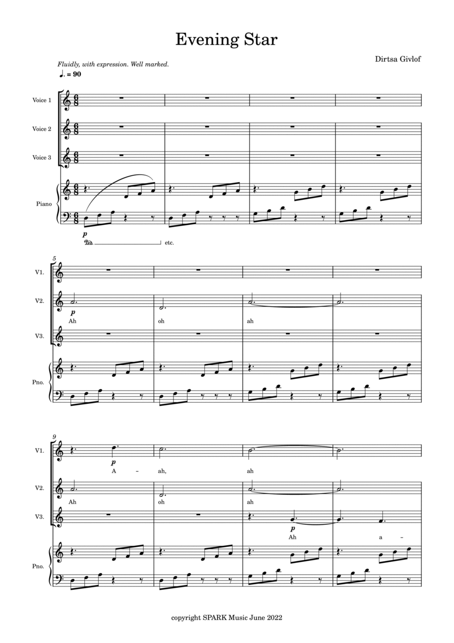 evening star I 3-Part scores gallery preview page 1