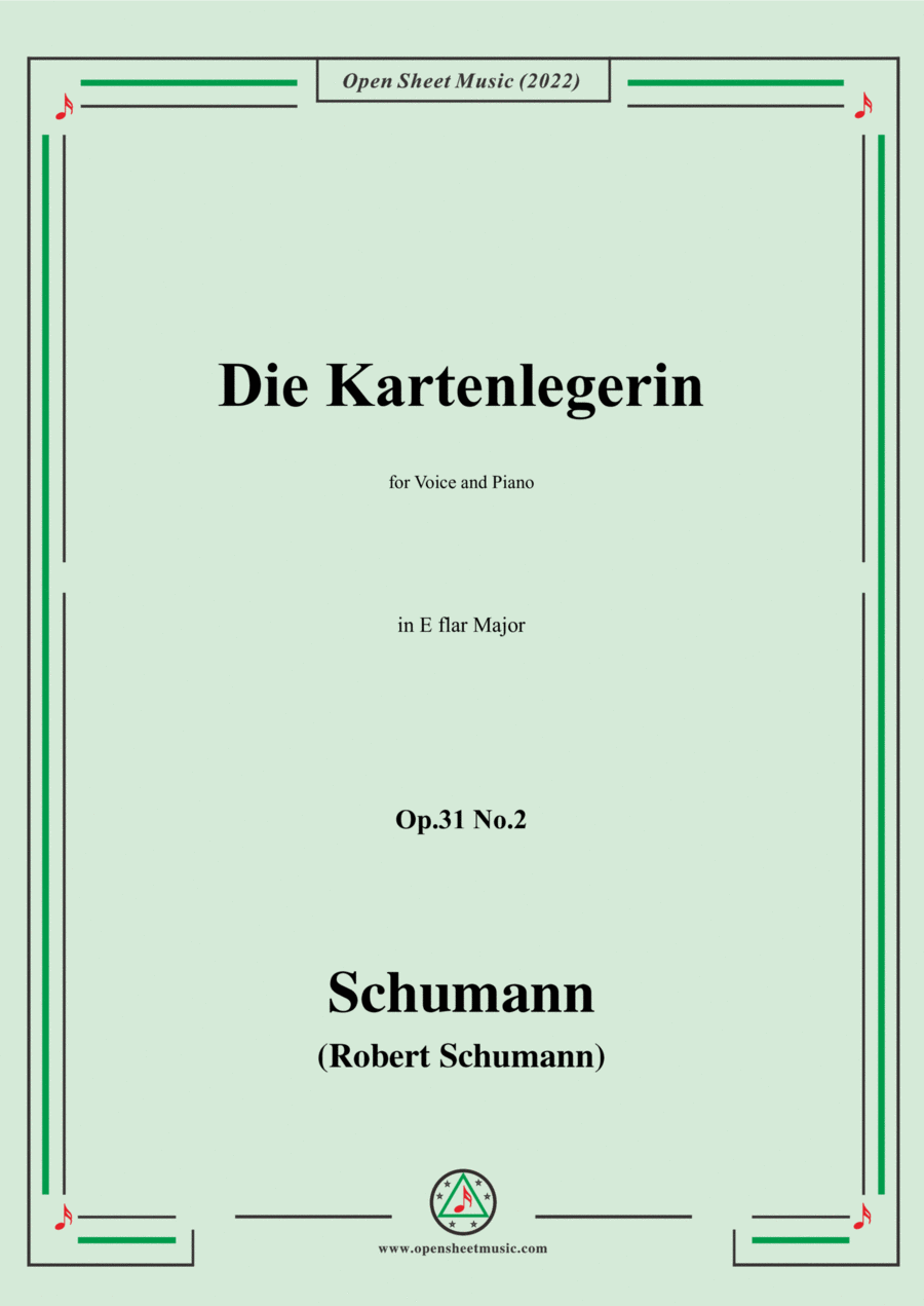 Schumann-Die Kartenlegerin,Op.31 No.2 in E flar Major,for Voice and Piano Voice Solo scores gallery preview page 1