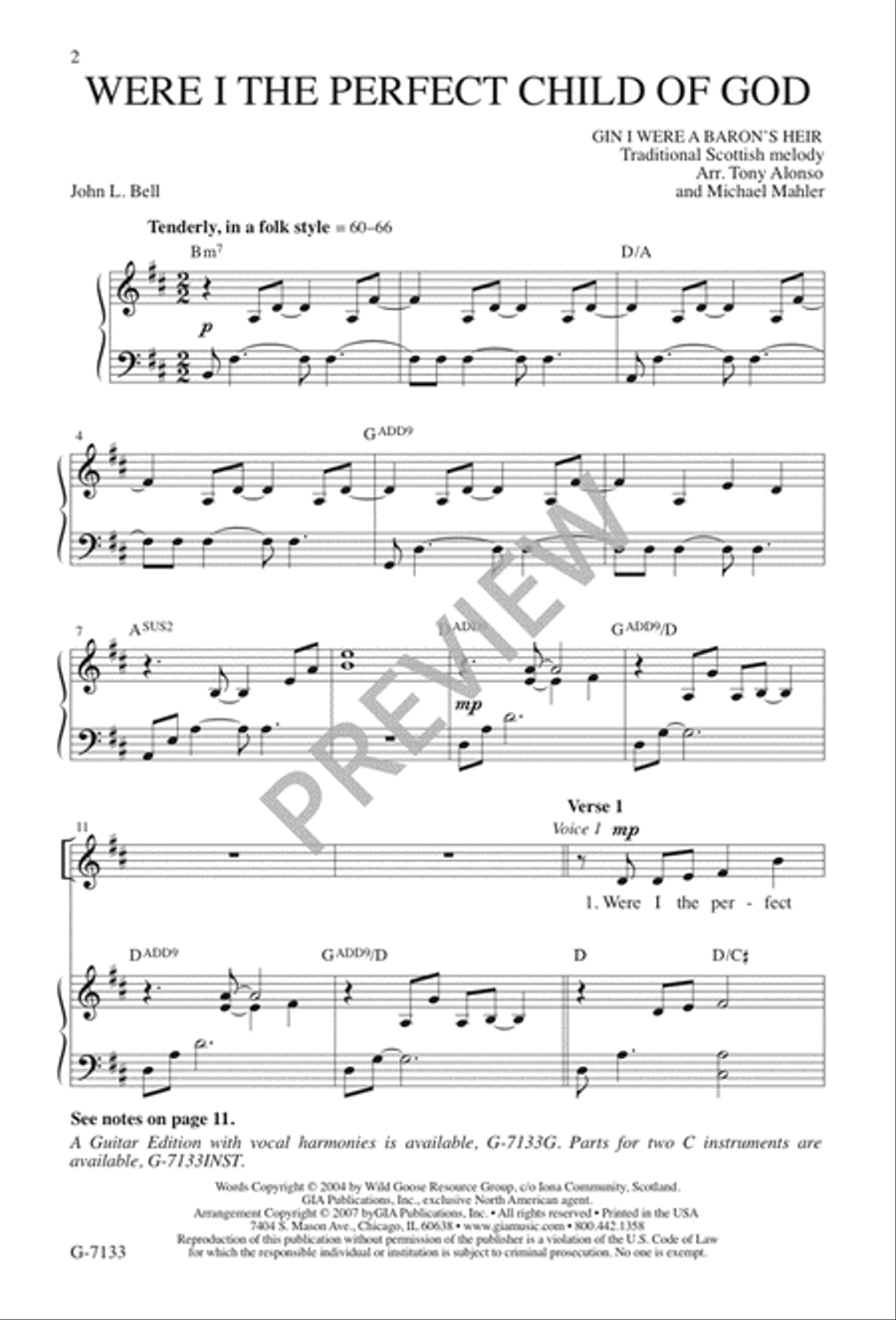 Were I the Perfect Child of God 3-Part scores gallery preview page 3