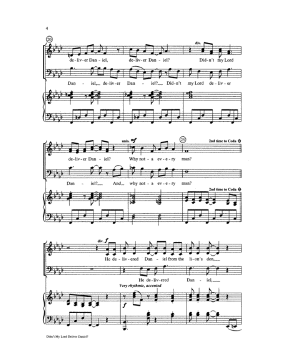 Didn't My Lord Deliver Daniel? Choir scores gallery preview page 4