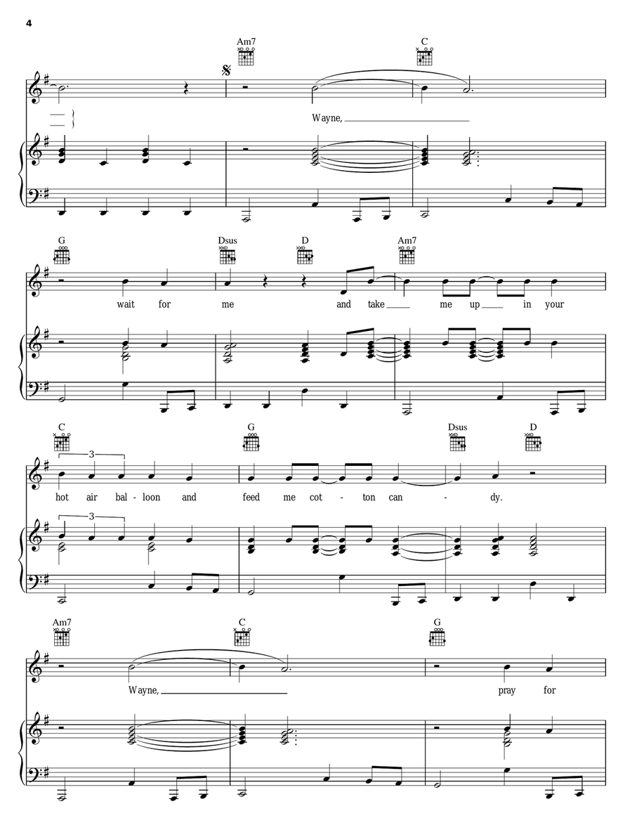Wayne Piano, Vocal, Guitar scores gallery preview page 4