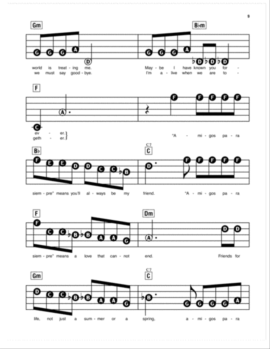 Amigos Para Siempre (Friends For Life) Electronic Keyboard scores gallery preview page 2