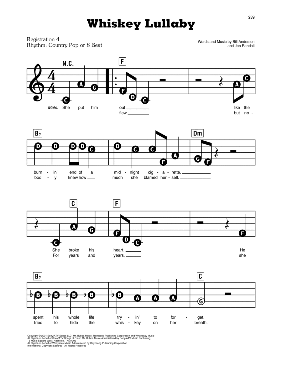Whiskey Lullaby (feat. Alison Krauss) Electronic Keyboard scores gallery preview page 1