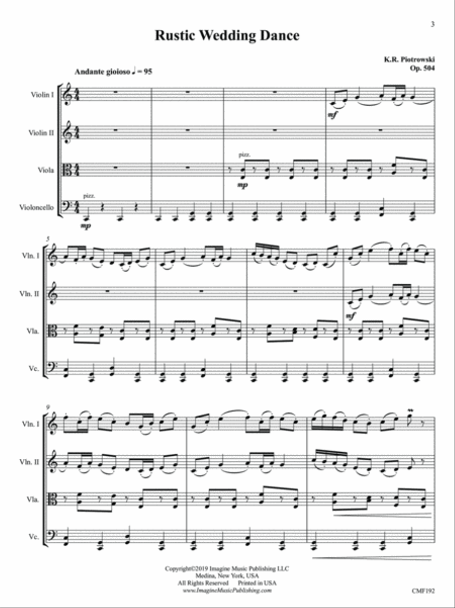 Rustic Wedding Dance String Quartet scores gallery preview page 3