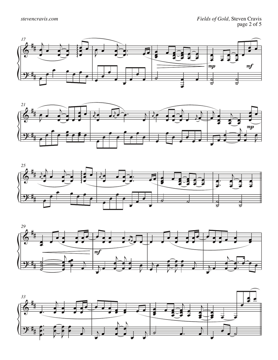 Fields Of Gold Piano Solo scores gallery preview page 3