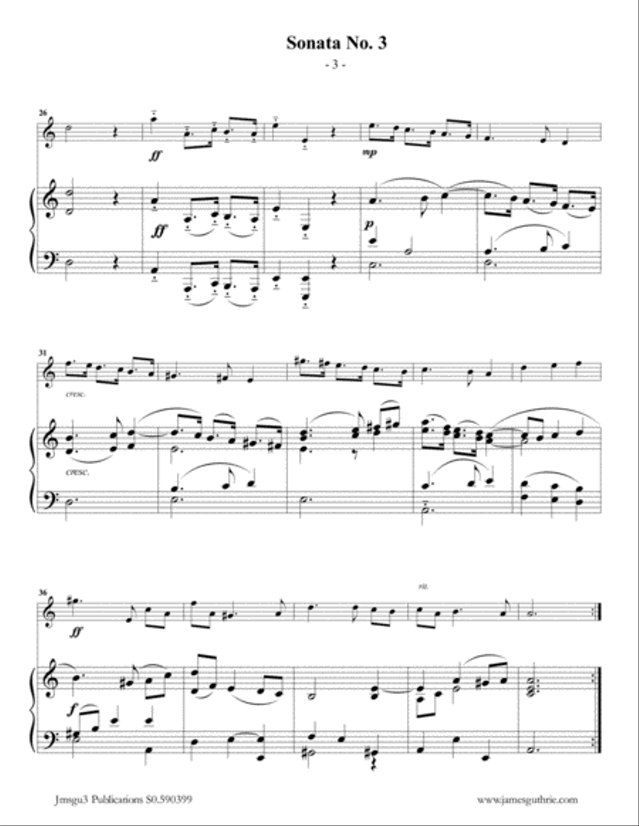 Vivaldi: Sonata No. 3 for Guitar & Piano Classical Guitar scores gallery preview page 3