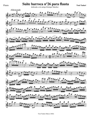Suite nº26 for solo flute in baroque style (all movements)