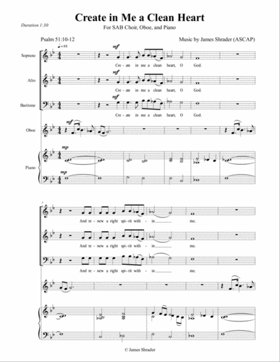 Create in Me a Clean Heart 3-Part scores gallery preview page 1